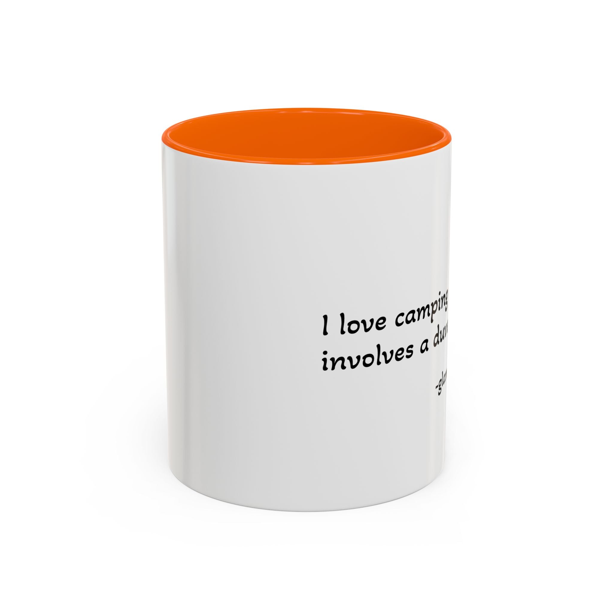 Glamping Camping Mug — "I Love Camping As Long As It Involves a Duvet and a Latte" Accent Coffee Cup